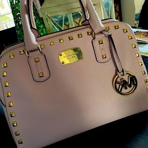 Michael Kors Studded Handbag in Soft Pink.